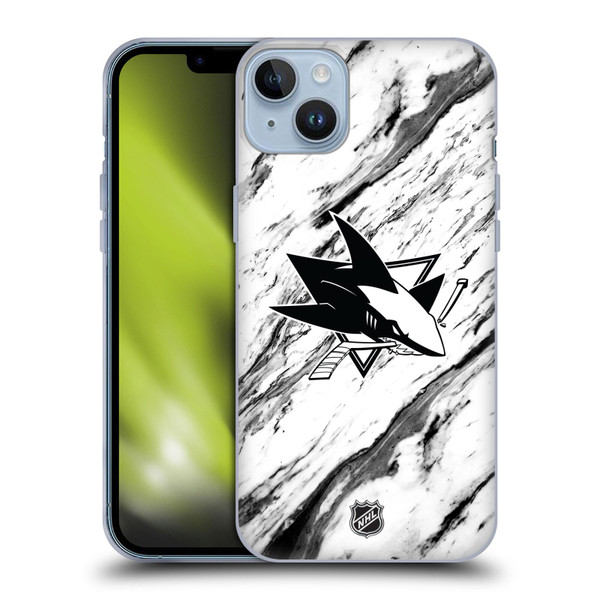 NHL San Jose Sharks Marble Soft Gel Case for Apple iPhone 14 Plus