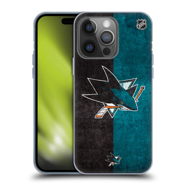 NHL San Jose Sharks Half Distressed Soft Gel Case for Apple iPhone 14 Pro