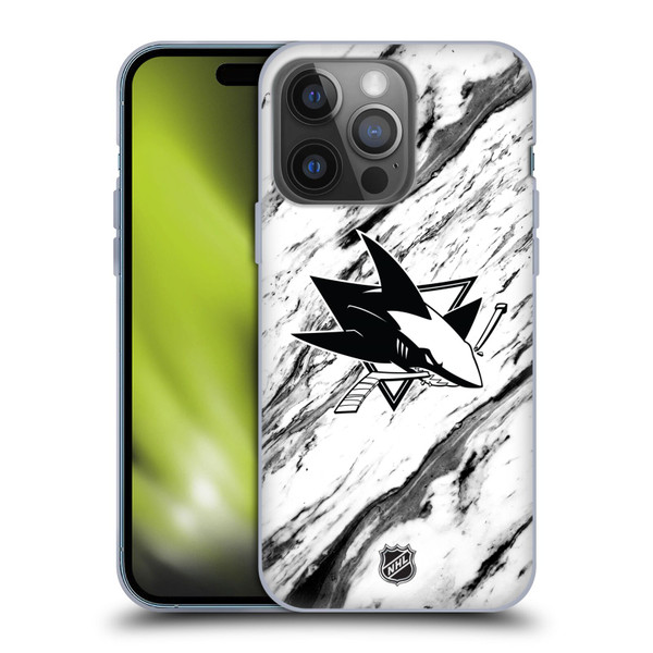 NHL San Jose Sharks Marble Soft Gel Case for Apple iPhone 14 Pro