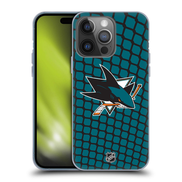 NHL San Jose Sharks Net Pattern Soft Gel Case for Apple iPhone 14 Pro
