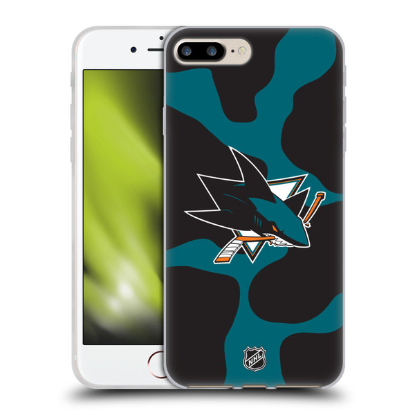 NHL San Jose Sharks Cow Pattern Soft Gel Case for Apple iPhone 7 Plus / iPhone 8 Plus