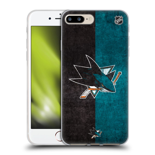 NHL San Jose Sharks Half Distressed Soft Gel Case for Apple iPhone 7 Plus / iPhone 8 Plus