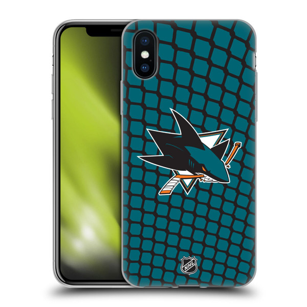 NHL San Jose Sharks Net Pattern Soft Gel Case for Apple iPhone X / iPhone XS