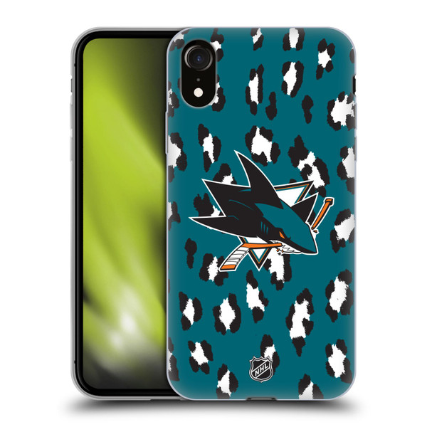NHL San Jose Sharks Leopard Pattern Soft Gel Case for Apple iPhone XR