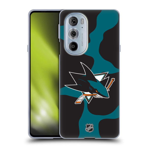 NHL San Jose Sharks Cow Pattern Soft Gel Case for Motorola Edge X30