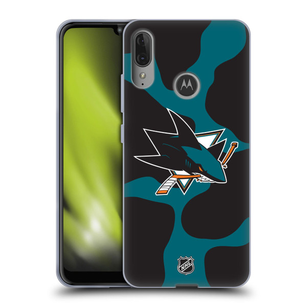NHL San Jose Sharks Cow Pattern Soft Gel Case for Motorola Moto E6 Plus