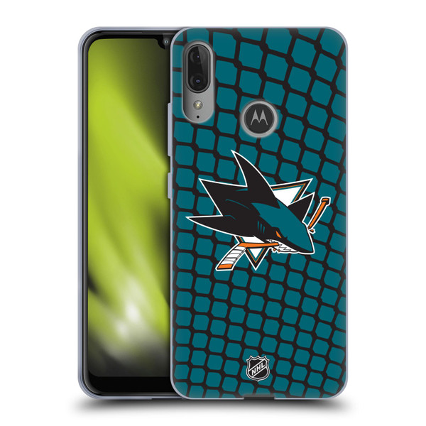 NHL San Jose Sharks Net Pattern Soft Gel Case for Motorola Moto E6 Plus