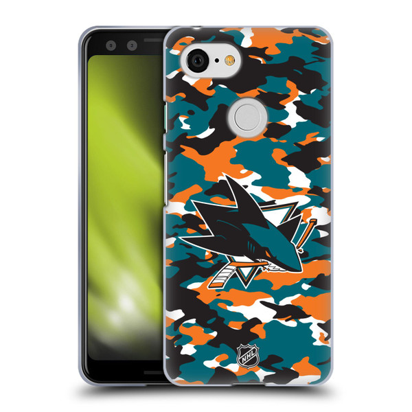 NHL San Jose Sharks Camouflage Soft Gel Case for Google Pixel 3