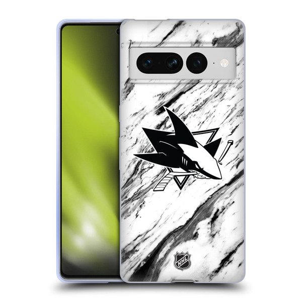 NHL San Jose Sharks Marble Soft Gel Case for Google Pixel 7 Pro