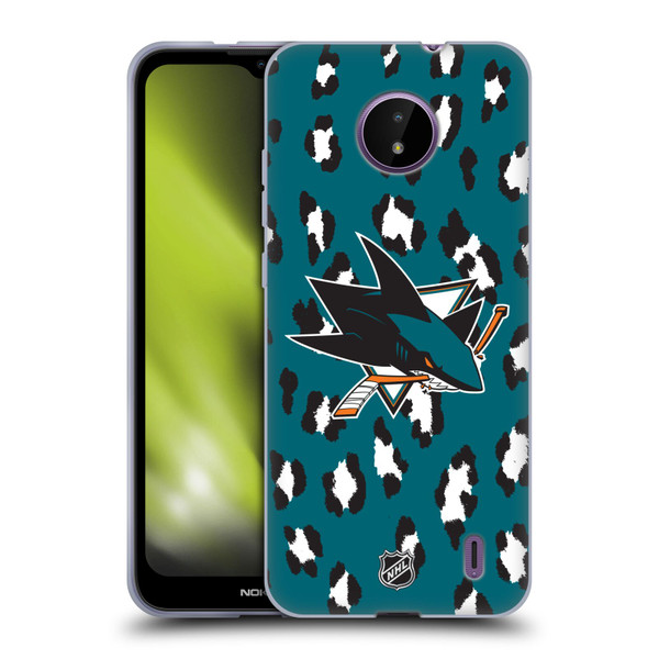 NHL San Jose Sharks Leopard Pattern Soft Gel Case for Nokia C10 / C20