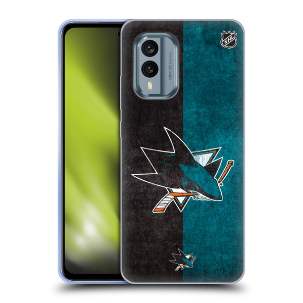 NHL San Jose Sharks Half Distressed Soft Gel Case for Nokia X30