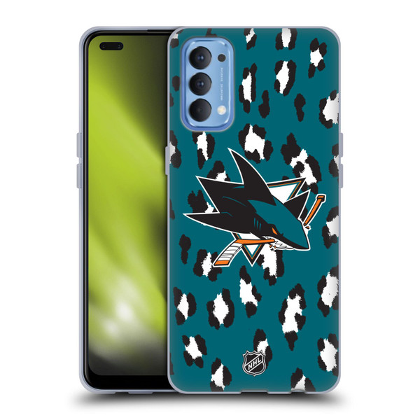 NHL San Jose Sharks Leopard Pattern Soft Gel Case for OPPO Reno 4 5G