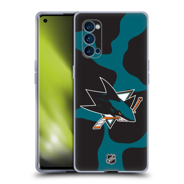 NHL San Jose Sharks Cow Pattern Soft Gel Case for OPPO Reno 4 Pro 5G