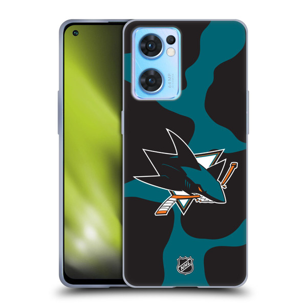 NHL San Jose Sharks Cow Pattern Soft Gel Case for OPPO Reno7 5G / Find X5 Lite