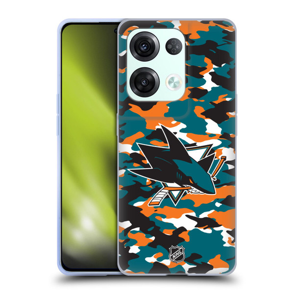 NHL San Jose Sharks Camouflage Soft Gel Case for OPPO Reno8 Pro