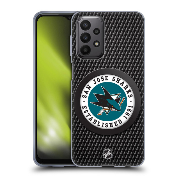 NHL San Jose Sharks Puck Texture Soft Gel Case for Samsung Galaxy A23 / 5G (2022)