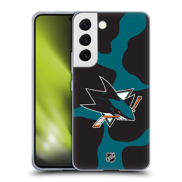 NHL San Jose Sharks Cow Pattern Soft Gel Case for Samsung Galaxy S22 5G