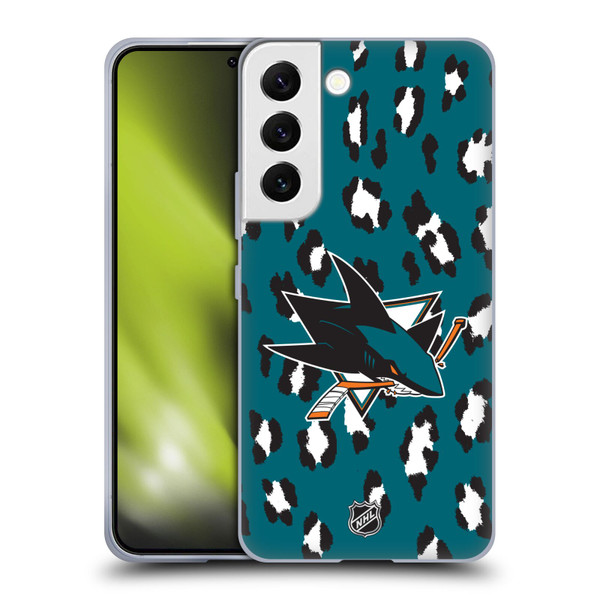 NHL San Jose Sharks Leopard Pattern Soft Gel Case for Samsung Galaxy S22 5G