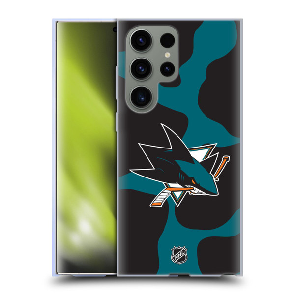 NHL San Jose Sharks Cow Pattern Soft Gel Case for Samsung Galaxy S23 Ultra 5G