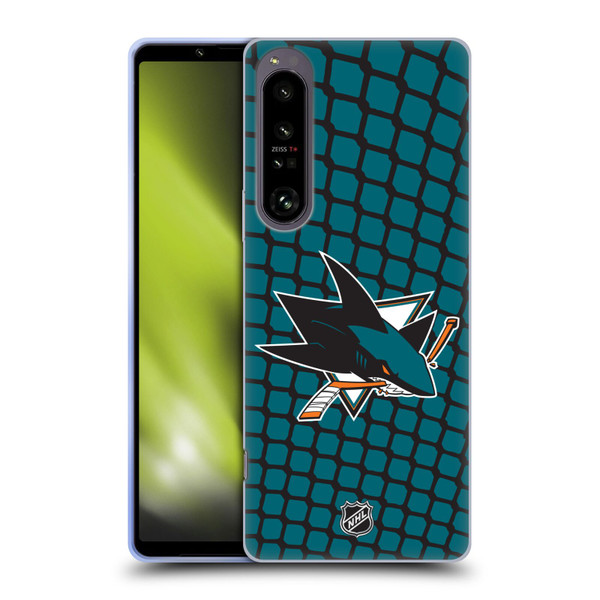NHL San Jose Sharks Net Pattern Soft Gel Case for Sony Xperia 1 IV