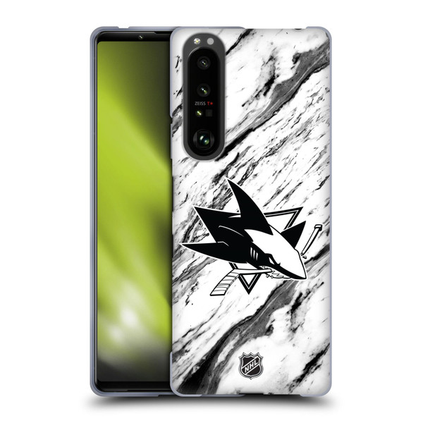 NHL San Jose Sharks Marble Soft Gel Case for Sony Xperia 1 III