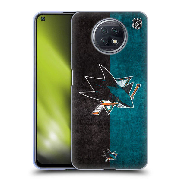 NHL San Jose Sharks Half Distressed Soft Gel Case for Xiaomi Redmi Note 9T 5G
