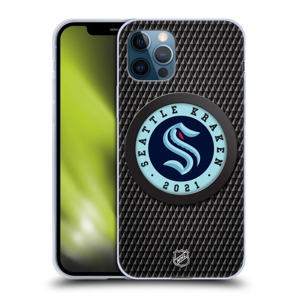 NHL Seattle Kraken Puck Texture Soft Gel Case for Apple iPhone 12 / iPhone 12 Pro