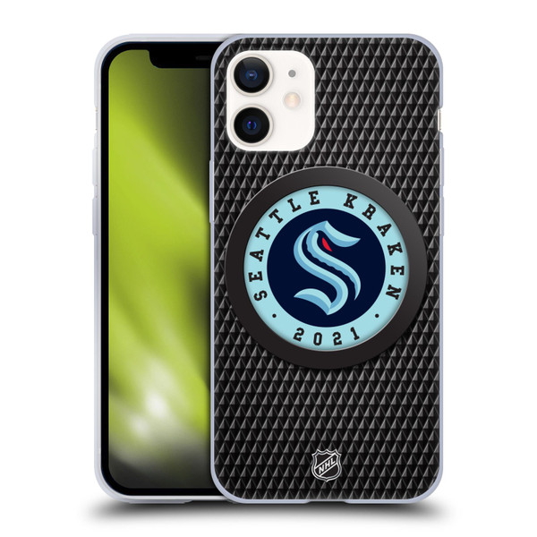 NHL Seattle Kraken Puck Texture Soft Gel Case for Apple iPhone 12 Mini