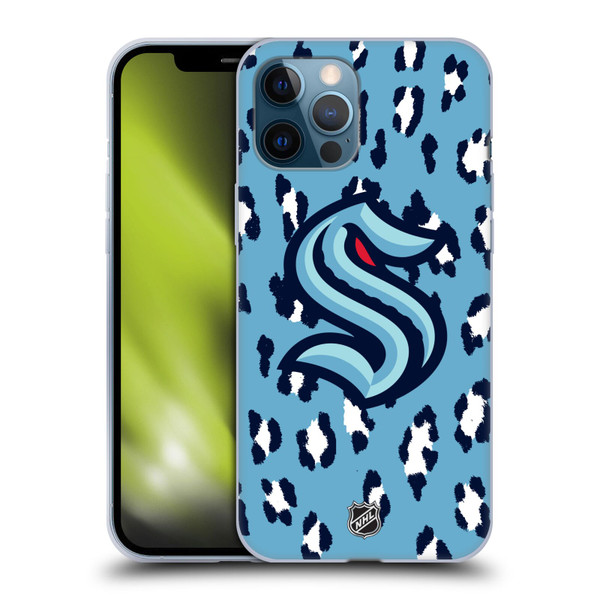 NHL Seattle Kraken Leopard Pattern Soft Gel Case for Apple iPhone 12 Pro Max