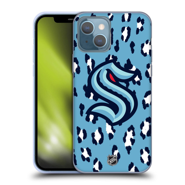 NHL Seattle Kraken Leopard Pattern Soft Gel Case for Apple iPhone 13