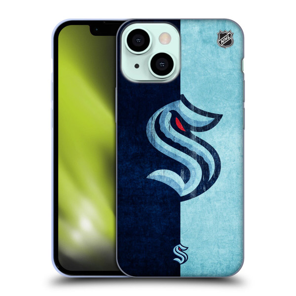 NHL Seattle Kraken Half Distressed Soft Gel Case for Apple iPhone 13 Mini