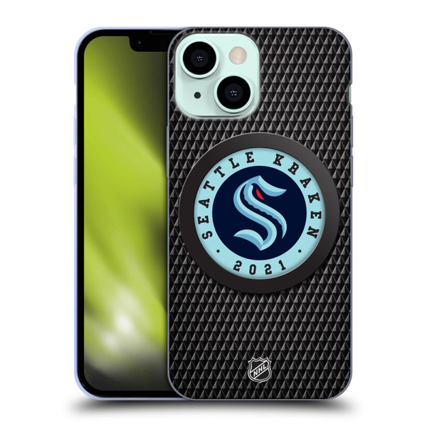 NHL Seattle Kraken Puck Texture Soft Gel Case for Apple iPhone 13 Mini