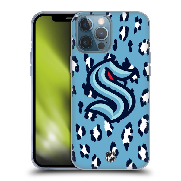 NHL Seattle Kraken Leopard Pattern Soft Gel Case for Apple iPhone 13 Pro Max