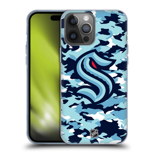 NHL Seattle Kraken Camouflage Soft Gel Case for Apple iPhone 14 Pro Max