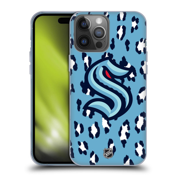 NHL Seattle Kraken Leopard Patten Soft Gel Case for Apple iPhone 14 Pro Max