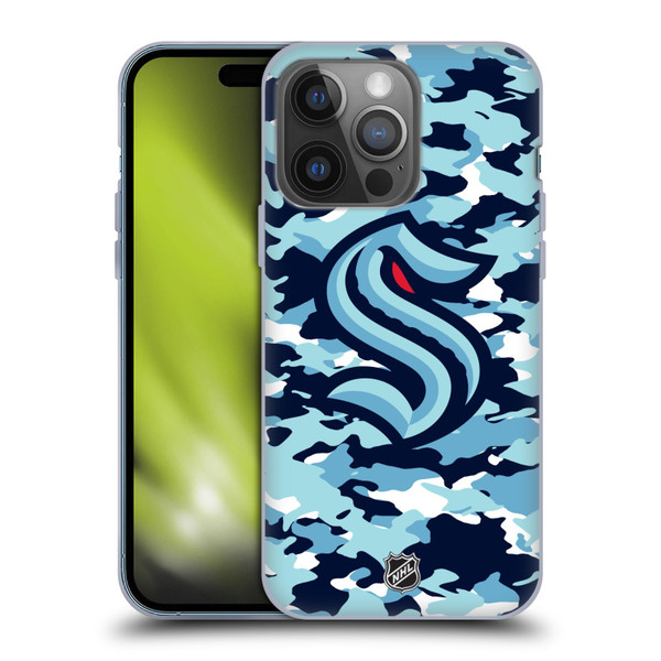 NHL Seattle Kraken Camouflage Soft Gel Case for Apple iPhone 14 Pro
