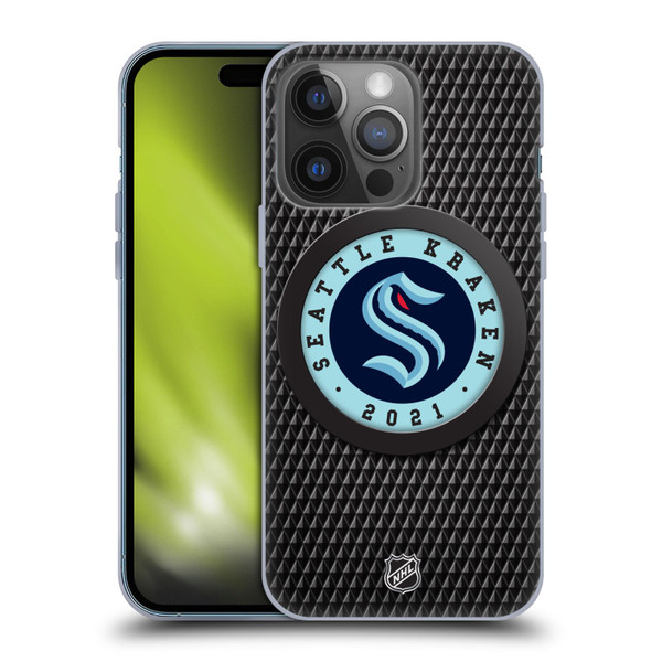 NHL Seattle Kraken Puck Texture Soft Gel Case for Apple iPhone 14 Pro