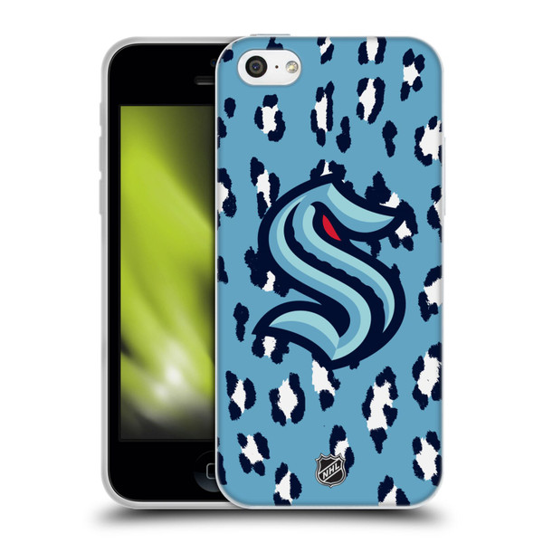 NHL Seattle Kraken Leopard Pattern Soft Gel Case for Apple iPhone 5c
