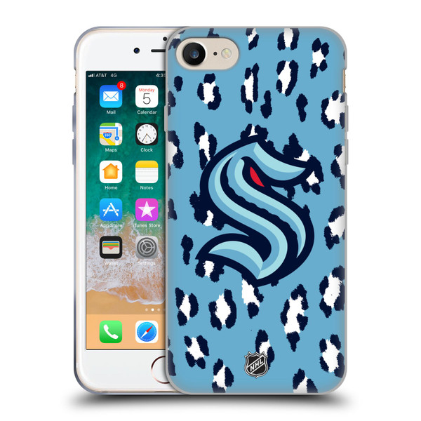 NHL Seattle Kraken Leopard Pattern Soft Gel Case for Apple iPhone 7 / 8 / SE 2020 & 2022