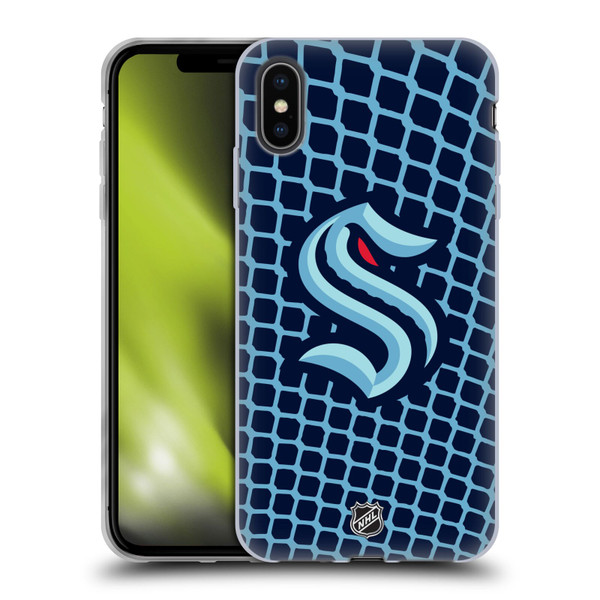 NHL Seattle Kraken Net Pattern Soft Gel Case for Apple iPhone XS Max