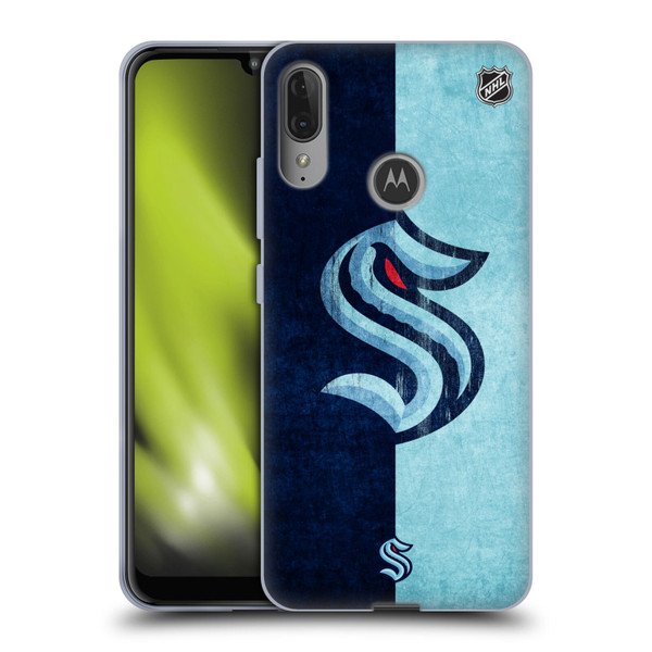 NHL Seattle Kraken Half Distressed Soft Gel Case for Motorola Moto E6 Plus