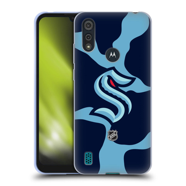 NHL Seattle Kraken Cow Pattern Soft Gel Case for Motorola Moto E6s (2020)