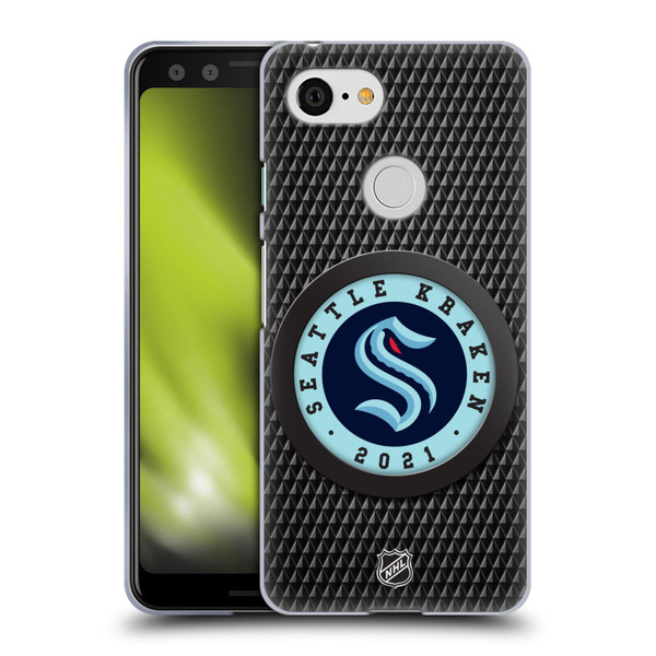 NHL Seattle Kraken Puck Texture Soft Gel Case for Google Pixel 3