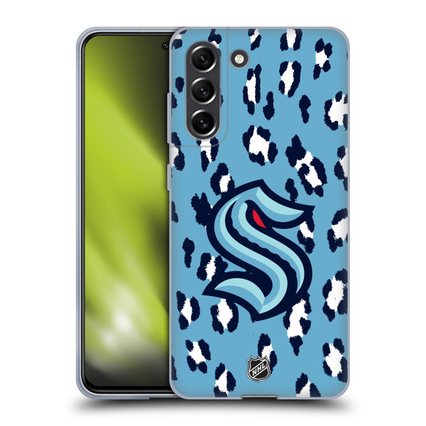 NHL Seattle Kraken Leopard Pattern Soft Gel Case for Samsung Galaxy S21 FE 5G