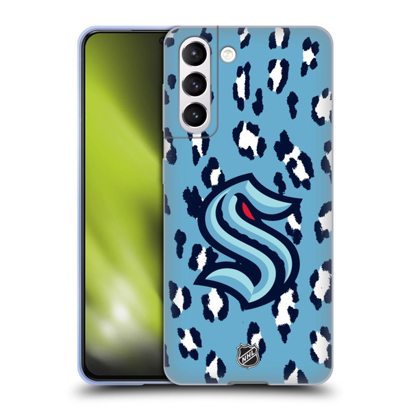 NHL Seattle Kraken Leopard Pattern Soft Gel Case for Samsung Galaxy S21 5G