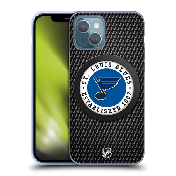 NHL St Louis Blues Puck Texture Soft Gel Case for Apple iPhone 13