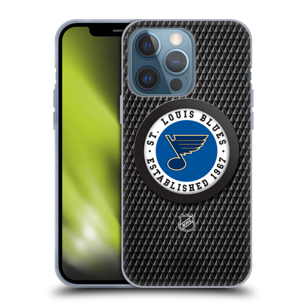 NHL St Louis Blues Puck Texture Soft Gel Case for Apple iPhone 13 Pro
