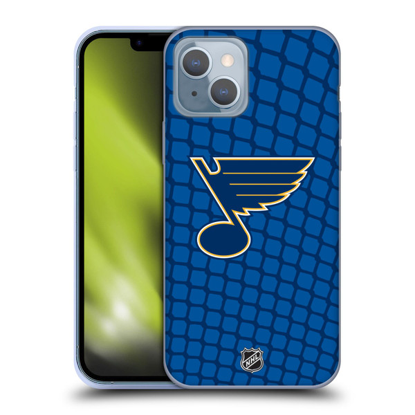 NHL St Louis Blues Net Pattern Soft Gel Case for Apple iPhone 14