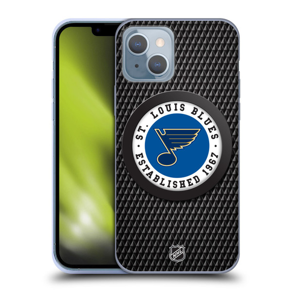 NHL St Louis Blues Puck Texture Soft Gel Case for Apple iPhone 14