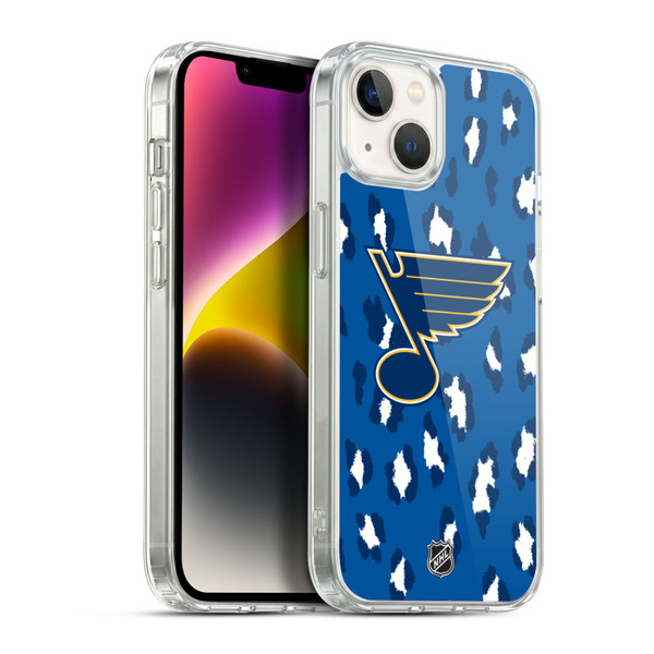 NHL St Louis Blues Leopard Pattern Soft Gel Case for Apple iPhone 14 Plus & MagSafe
